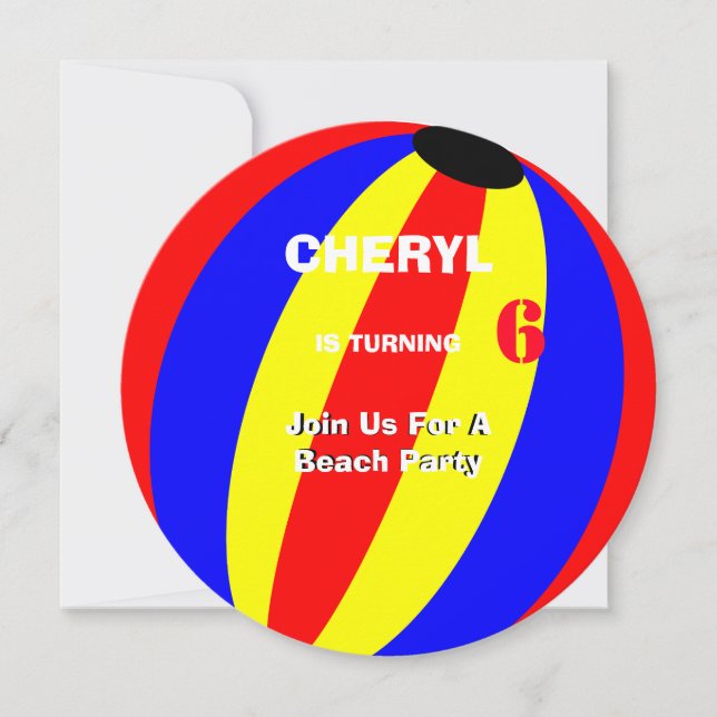 Fun Summer Beach Ball Personaliized Invitation (Front)