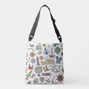 Fun Summer Beach Illustrations  Crossbody Bag