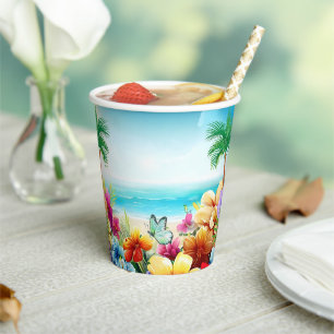 Fun Summer Beach Scene 2 Paper Cups
