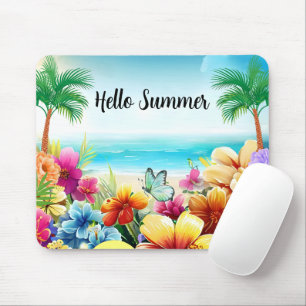 Fun Summer Beach Scene Mouse Pad