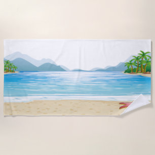 Fun Summer Beach Scene Water Sand Sunshine Beach Towel