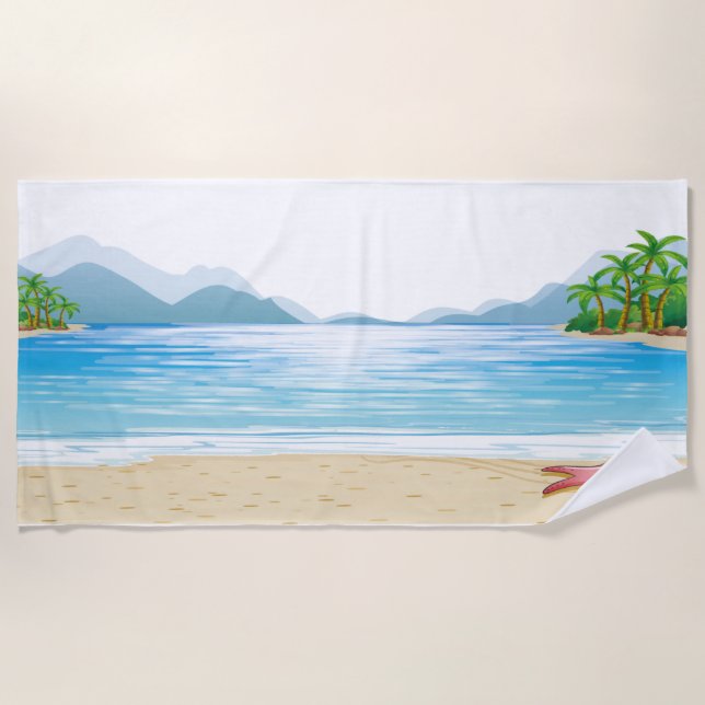 Fun Summer Beach Scene Water Sand Sunshine Towel (Front)