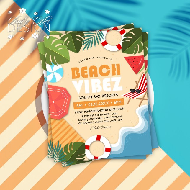 Fun Summer Beach Vibez Club Party Event Flyer (Creator Uploaded)