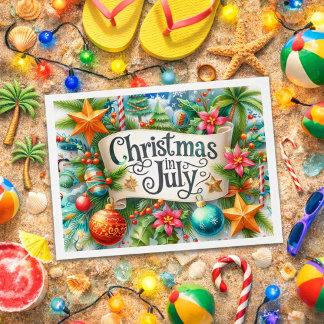 Fun Summer Christmas In July Holiday Postcard