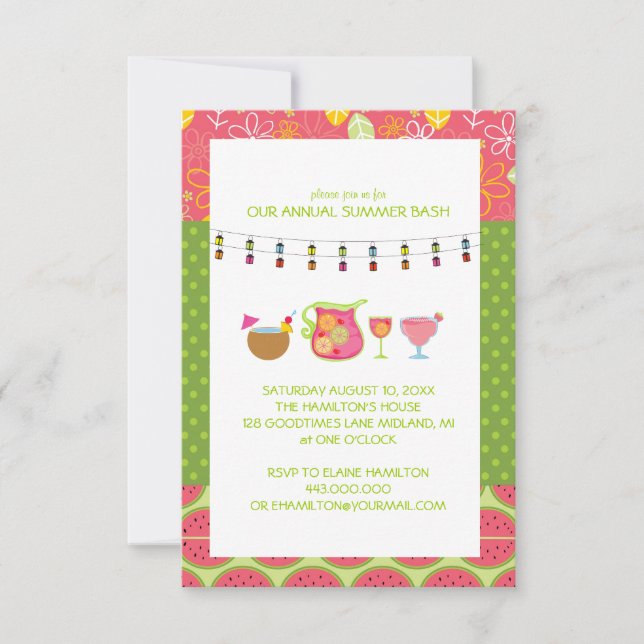 Fun Summer Cocktail Party Invitations (Front)