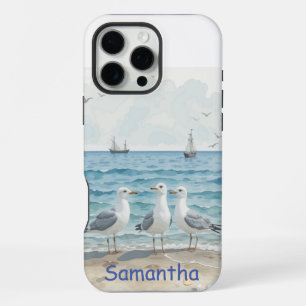 Fun Summer Holiday Sandy Beach Seagulls iPhone 16 Pro Max Case