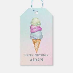 Fun Summer Ice Cream Photo Birthday Party Gift Tags