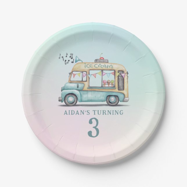 Fun Summer Ice Cream Truck Birthday Party Plate (Front)