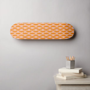 Fun Summer Orange Suns White Red Accents Tiled Art Skateboard