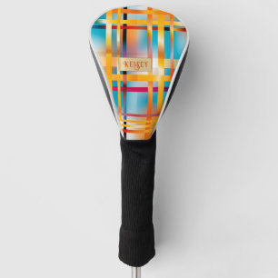 Fun Summer Personalised Colourful Blue Pink & Gold Golf Head Cover