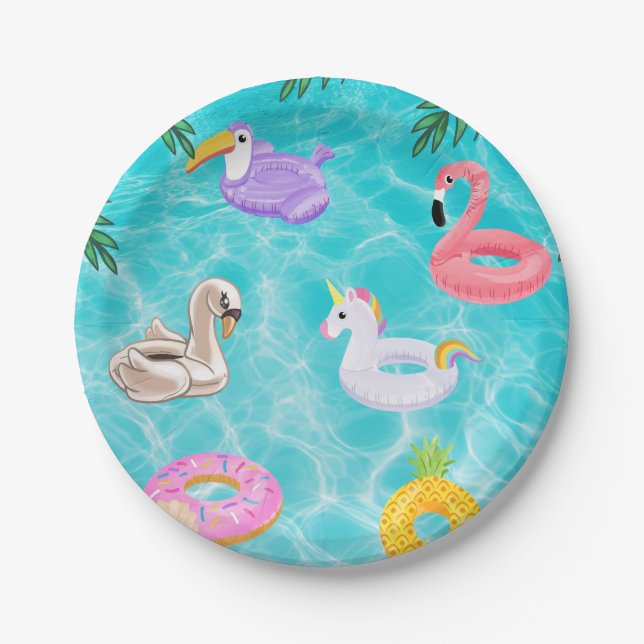 Fun Summer Pool Party Paper Plate (Front)