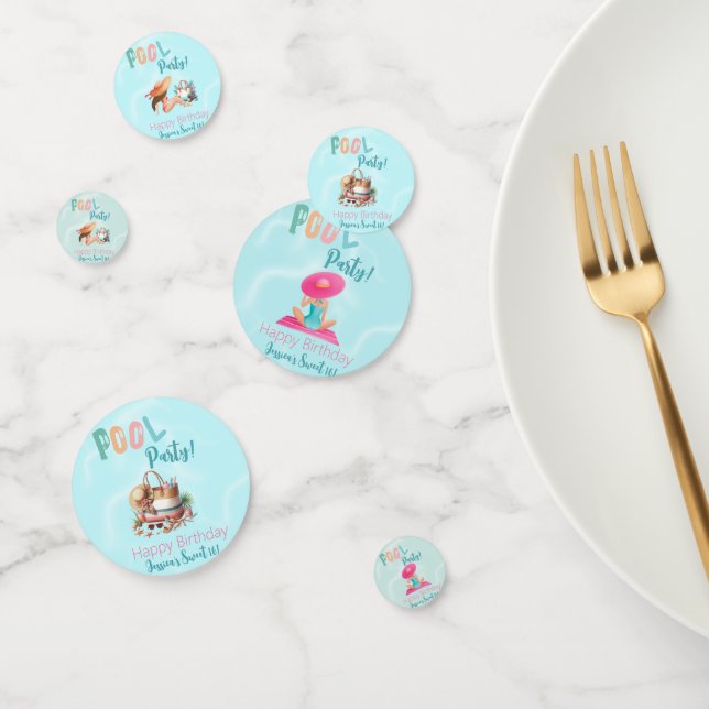 Fun Summer Pool Party Watercolor Sweet 16 Confetti (Group)