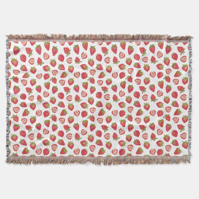 Fun Summer Strawberry Pattern Throw Blanket (Front)