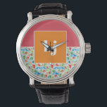 Fun Summer Stylish Monogram Watch<br><div class="desc">Colourful summer watercolors mixed with bold colour blocking and your monogram. Popping colours to add some cheer. Celebrate the vibrancy of summer with a captivating colour palette. These lively and enchanting hues blend harmoniously, evoking the joyous spirit of the season and creating a visually stunning ambiance. This monogram collection radiates...</div>