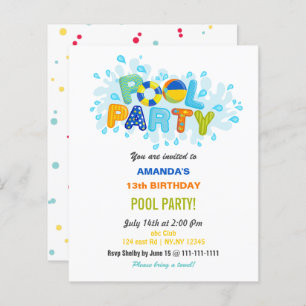 Fun Summer Swimming Pool Party Birthday 