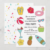 Fun Summer Swimming Pool Party Birthday 