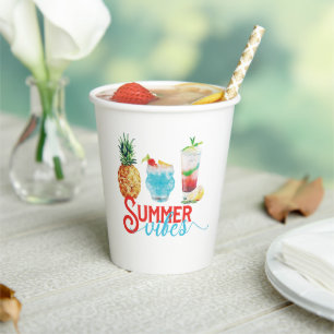 Fun Summer Vibes Colourful Cocktail Birthday Party Paper Cups
