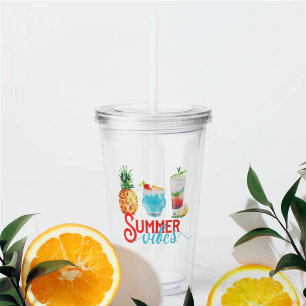 Fun Summer Vibes Colourful Watercolor Cocktails  Acrylic Tumbler