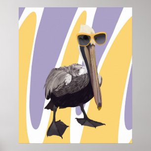 Fun Summer Vibes Pelican Bird Poster