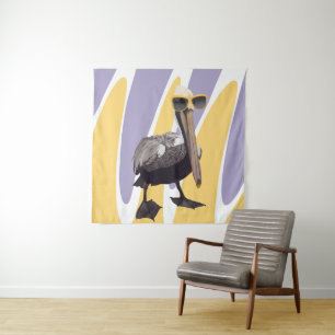 Fun Summer Vibes Pelican Bird Tapestry