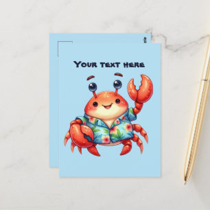 Fun Summertime customisable beach crab Postcard