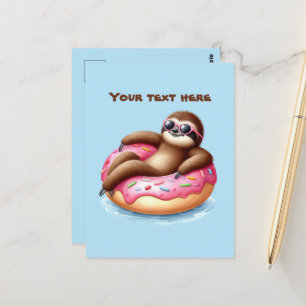 Fun Summertime customisable beach sloth Postcard