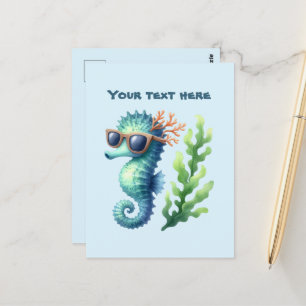 Fun Summertime customisable sea horse  Postcard