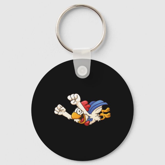 Fun Super Flying Chicken Funny Farm Gift Poultry K Key Ring (Front)