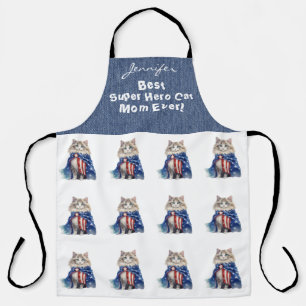Fun Super Hero Cat All-Over Print Apron
