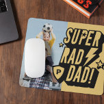 Fun Super Rad Dad Superhero Comic Monogram & Photo Mouse Pad<br><div class="desc">A super fun mouse pad for a super rad dad! Design features a large photo design to feature your own special photo. The design features a fun superhero comic book style typography design "Super Rad Dad!" with lightning bolts, stars, and a shield with a custom personalised monogram. Perfect for Father's...</div>