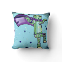 Fun Superhero Robot Throw Pillow