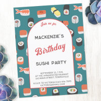 Fun Sushi Birthday Party Invitation