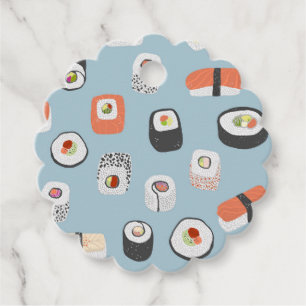 Fun Sushi Nigiri Maki Roll Japanese Food Pattern Favour Tags
