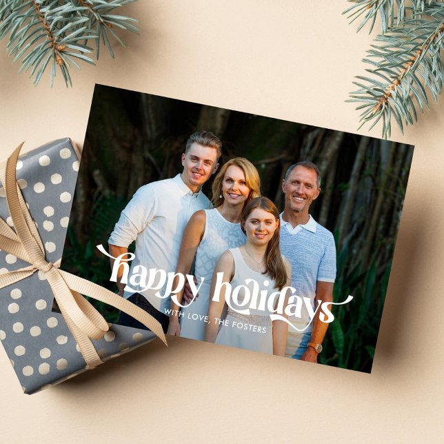 Fun Swash Modern Holiday Photo Card (Creator Uploaded)