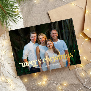 Fun Swash REAL FOIL Modern Christmas Photo Card