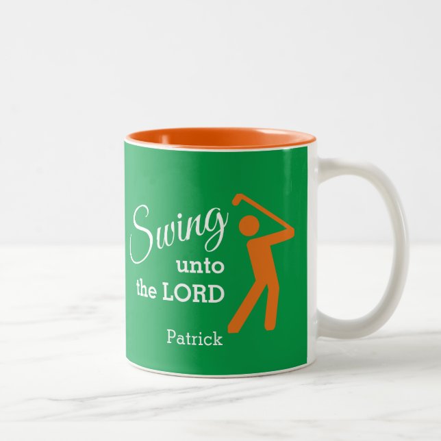 Fun SWING UNTO THE LORD Customisable Golf Two-Tone Coffee Mug (Right)