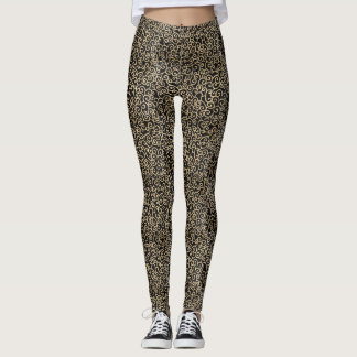 Fun swirly black and gold elegant pattern leggings