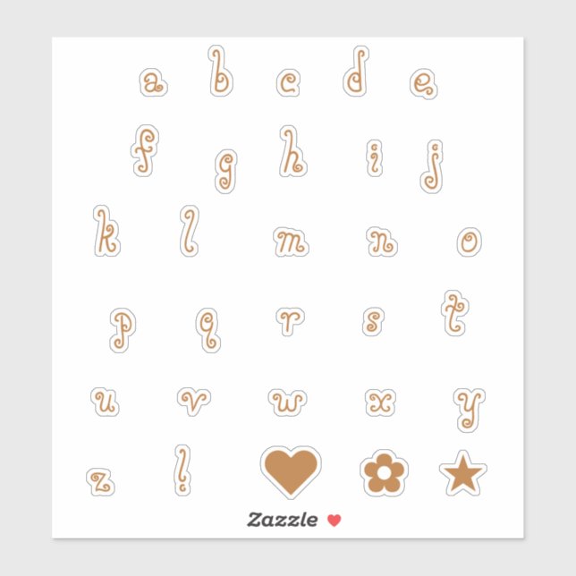 Fun Swirly Copper Font Alphabet Initial Letters (Sheet)