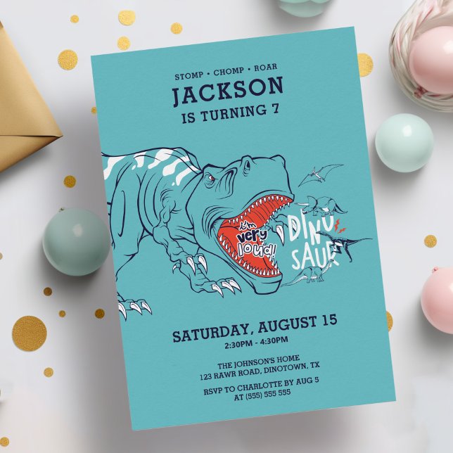Fun T-Rex Dinosaurs Kids Birthday Party Invitation (Creator Uploaded)