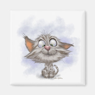 Fun Tabby Kitten Cartoon Magnet
