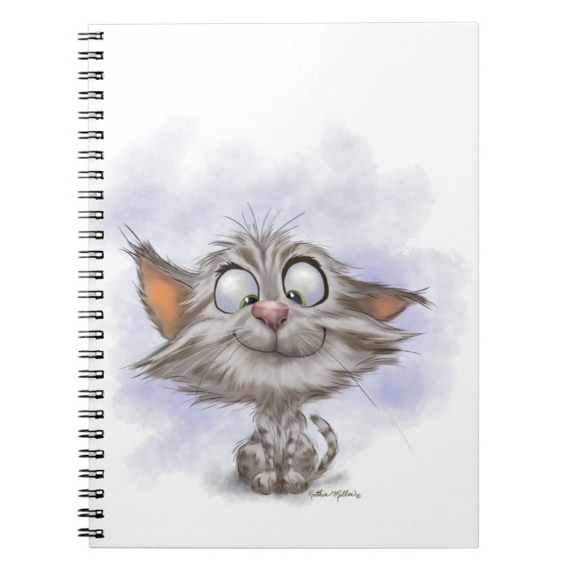 Fun Tabby Kitten Cartoon Notebook (Front)