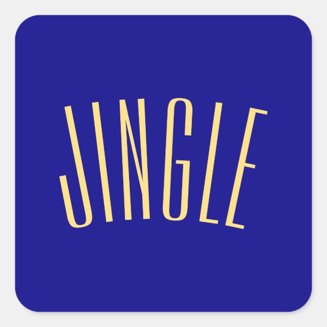 Fun Tall Whimsical JINGLE Text. Square Sticker (Front)