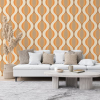 Fun Tan Brown Burnt Orange Ivory Ogee Wave Pattern