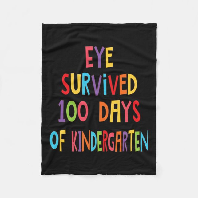 Fun Teacher Eye Survived 100 Days Of Kindergarten  Fleece Blanket (Front)