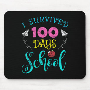 Fun Teacher Student Kids I Survived 100 Days Of Sc Mouse Pad
