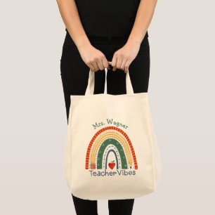 Fun Teacher Vibes Rainbow Pencil Tote Bag