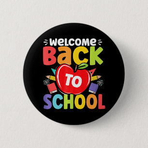 Fun Teachers Students Welcome Back To School Appl 6 Cm Round Badge