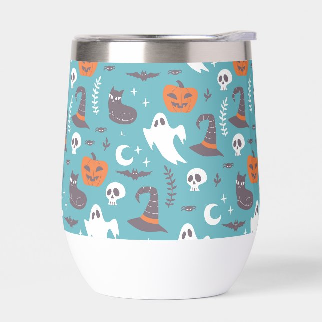 Fun Teal Doodle Halloween Pattern (Left)