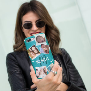 Fun Teal Family Photo Collage Case-Mate iPhone Case