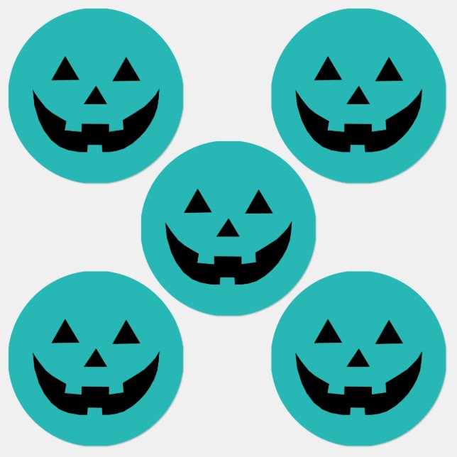 Fun teal Jack o lantern pumpkin face Halloween (Group)